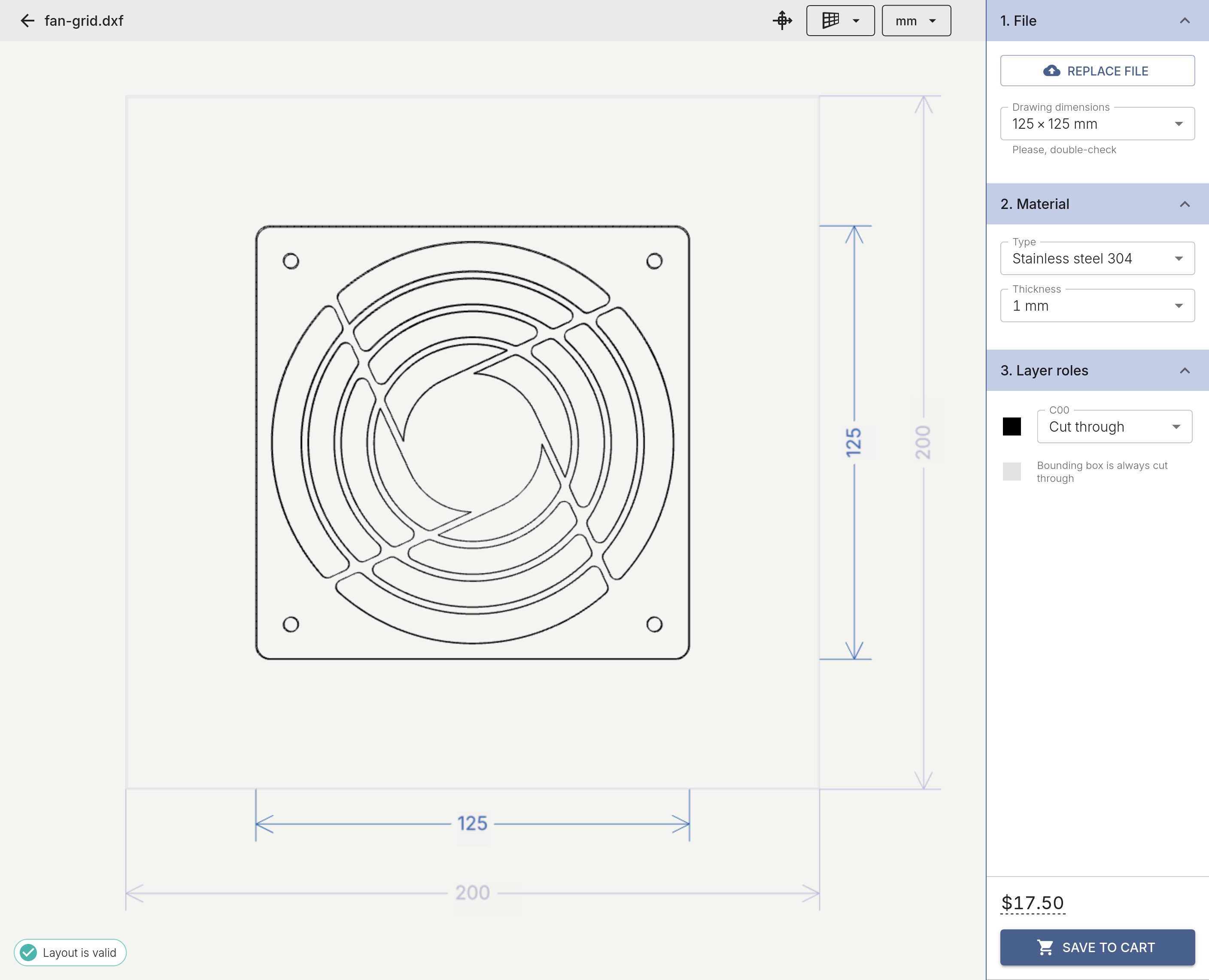 Feinerfab platform screenshot showing quotation interface